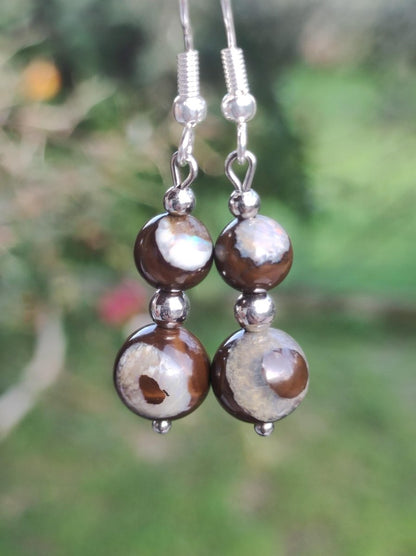 Boulder Opal - Edelstein Ohrringe Natur Heilstein Schmuck Rarität Frau Sie Freundin Geschenk Edel Ohrhänger hochwertig Handarbeit Unikat - Art of Nature Berlin