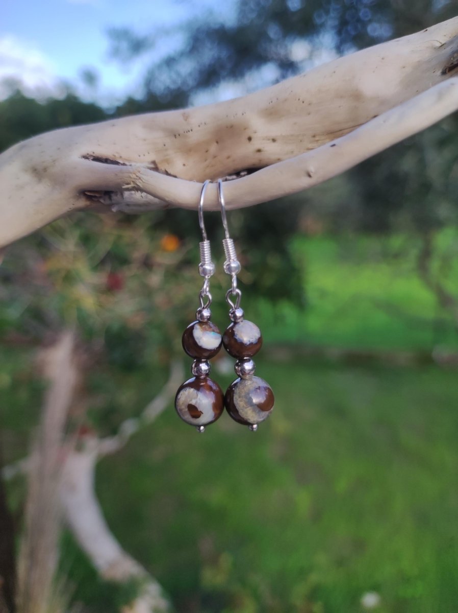 Boulder Opal - Edelstein Ohrringe Natur Heilstein Schmuck Rarität Frau Sie Freundin Geschenk Edel Ohrhänger hochwertig Handarbeit Unikat - Art of Nature Berlin