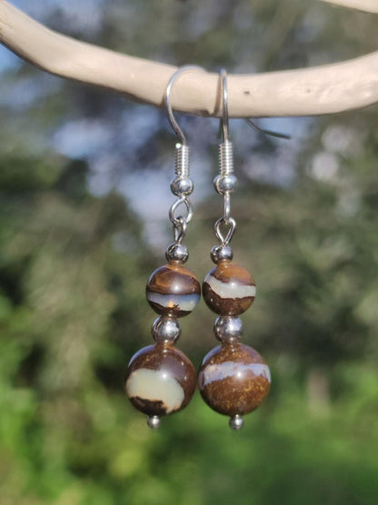 Boulder Opal - Edelstein Ohrringe Natur Heilstein Schmuck Rarität Frau Sie Freundin Geschenk Edel Ohrhänger hochwertig Handarbeit Unikat - Art of Nature Berlin