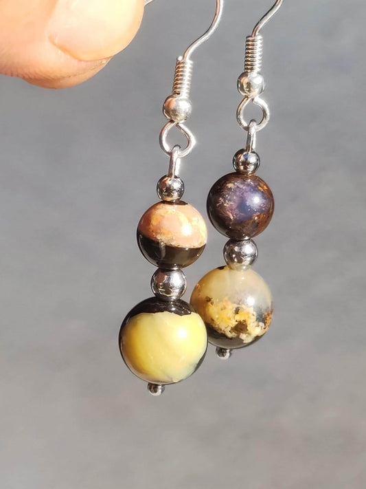 Boulder Opal - Edelstein Ohrringe Natur Heilstein Schmuck Rarität Frau Sie Freundin Geschenk Edel Ohrhänger hochwertig Handarbeit Unikat - Art of Nature Berlin