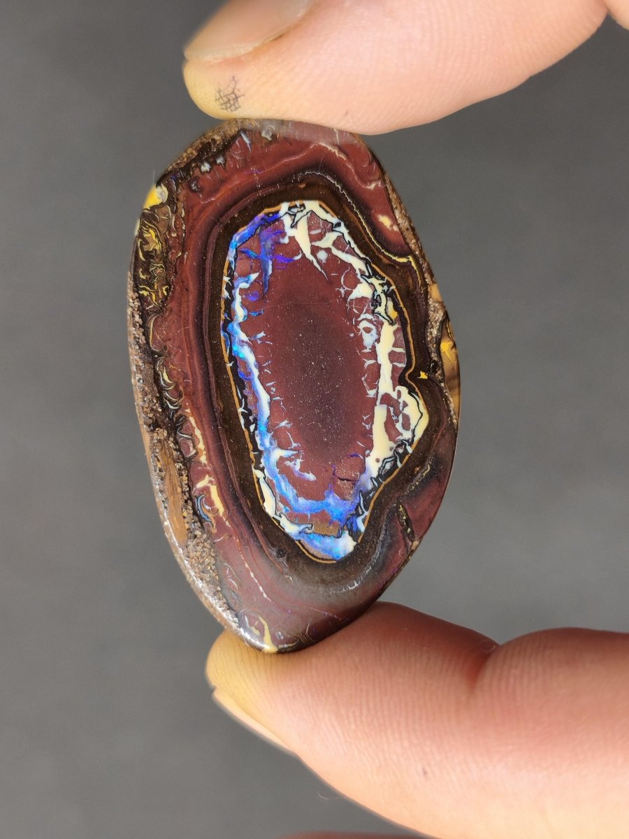 Boulder Opal Nuss AAA Sammlerstein Mineralien Kristalle Cabochon natürlich Heilstein Rarität Muster Australien Queensland - Art of Nature Berlin