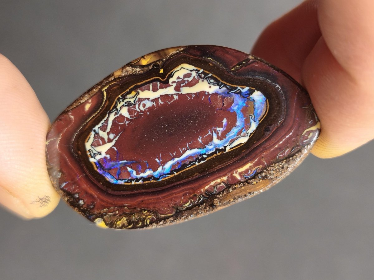 Boulder Opal Nuss AAA Sammlerstein Mineralien Kristalle Cabochon natürlich Heilstein Rarität Muster Australien Queensland - Art of Nature Berlin