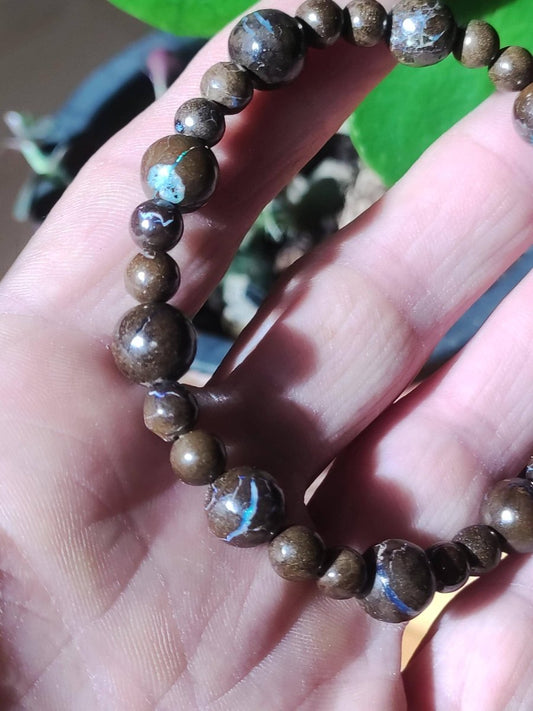 Boulder Opal Queensland *RARITÄT* Stretch ~ Edelstein Armband ~ GOA ~Hippie ~Boho ~Ethno ~Heilstein ~Magie ~Rarität buntes Armband natürlich - Art of Nature Berlin