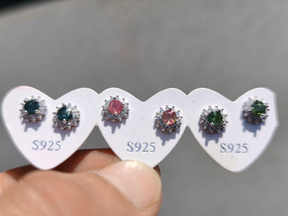 Bunte Turmalin Ohrstecker blau rosa grün 925 Sterling Silber AAA Rarität Schmuck Frau Ohrringe Edelstein Heilstein Geschenk Schmuck Edel - Art of Nature Berlin