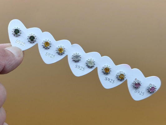 Bunte Turmalin Ohrstecker blau rosa grün 925 Sterling Silber AAA Rarität Schmuck Frau Ohrringe Edelstein Heilstein Geschenk Schmuck Edel - Art of Nature Berlin
