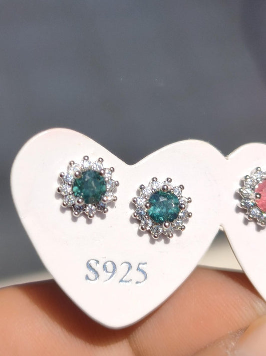 Bunte Turmalin Ohrstecker blau rosa grün 925 Sterling Silber AAA Rarität Schmuck Frau Ohrringe Edelstein Heilstein Geschenk Schmuck Edel - Art of Nature Berlin