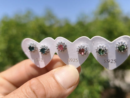 Bunte Turmalin Ohrstecker blau rosa grün 925 Sterling Silber AAA Rarität Schmuck Frau Ohrringe Edelstein Heilstein Geschenk Schmuck Edel - Art of Nature Berlin