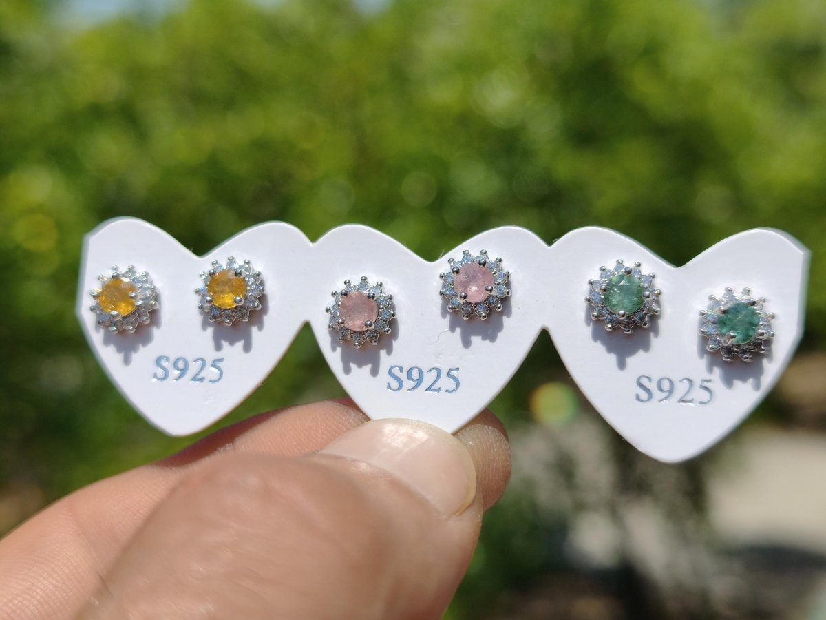 Bunte Turmalin Ohrstecker gelb rosa grün 925 Sterling Silber AAA Rarität Schmuck Frau Ohrringe Edelstein Heilstein Geschenk Schmuck Edel - Art of Nature Berlin