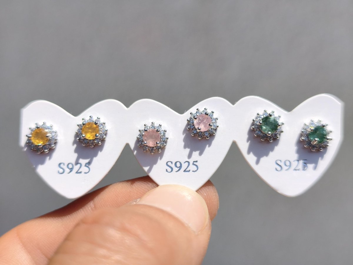 Bunte Turmalin Ohrstecker gelb rosa grün 925 Sterling Silber AAA Rarität Schmuck Frau Ohrringe Edelstein Heilstein Geschenk Schmuck Edel - Art of Nature Berlin