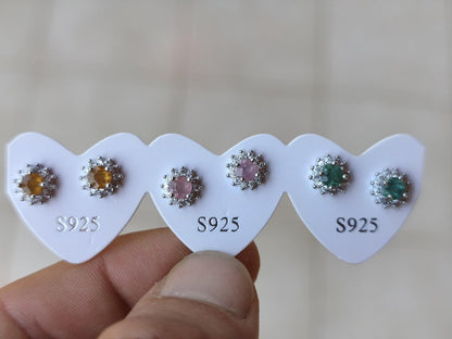 Bunte Turmalin Ohrstecker gelb rosa grün 925 Sterling Silber AAA Rarität Schmuck Frau Ohrringe Edelstein Heilstein Geschenk Schmuck Edel - Art of Nature Berlin