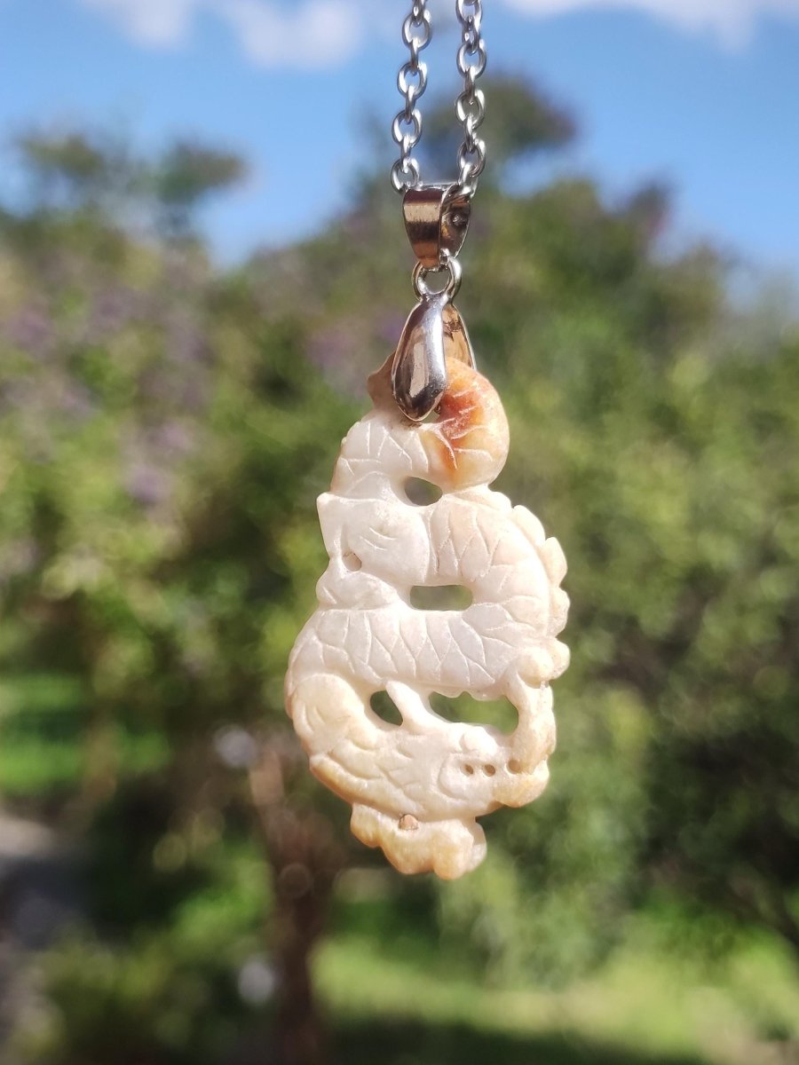Burma Jade A Qualität Drache *Rarität* Edelstein Kette HIPPIE Boho Ethno Natur Heilstein Rarität Kristall Schmuck Anhänger Natur Kraft Stein - Art of Nature Berlin