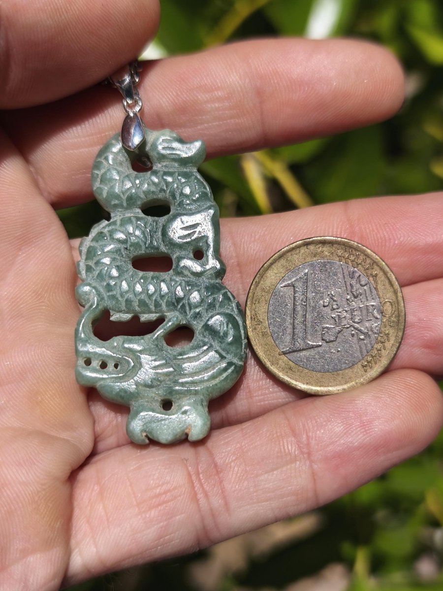Burma Jade A Qualität Drache *Rarität* Edelstein Kette HIPPIE Boho Ethno Natur Heilstein Rarität Kristall Schmuck Anhänger Natur Kraft Stein - Art of Nature Berlin