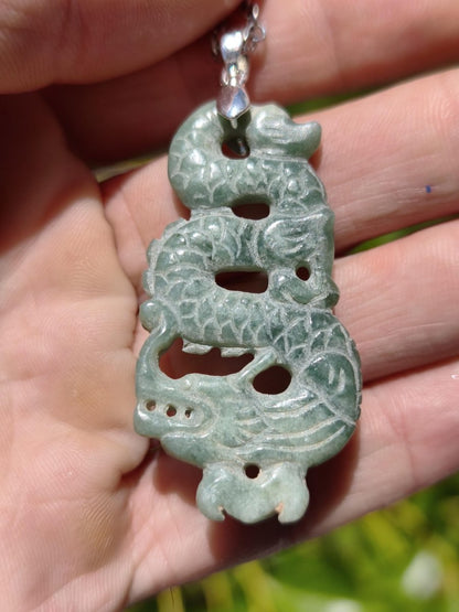 Burma Jade A Qualität Drache *Rarität* Edelstein Kette HIPPIE Boho Ethno Natur Heilstein Rarität Kristall Schmuck Anhänger Natur Kraft Stein - Art of Nature Berlin