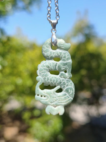 Burma Jade A Qualität Drache *Rarität* Edelstein Kette HIPPIE Boho Ethno Natur Heilstein Rarität Kristall Schmuck Anhänger Natur Kraft Stein - Art of Nature Berlin