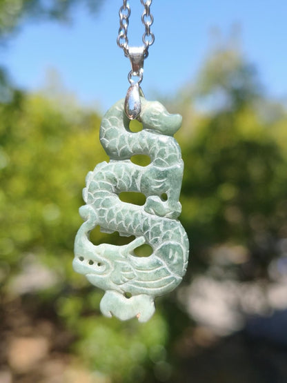 Burma Jade A Qualität Drache *Rarität* Edelstein Kette HIPPIE Boho Ethno Natur Heilstein Rarität Kristall Schmuck Anhänger Natur Kraft Stein - Art of Nature Berlin