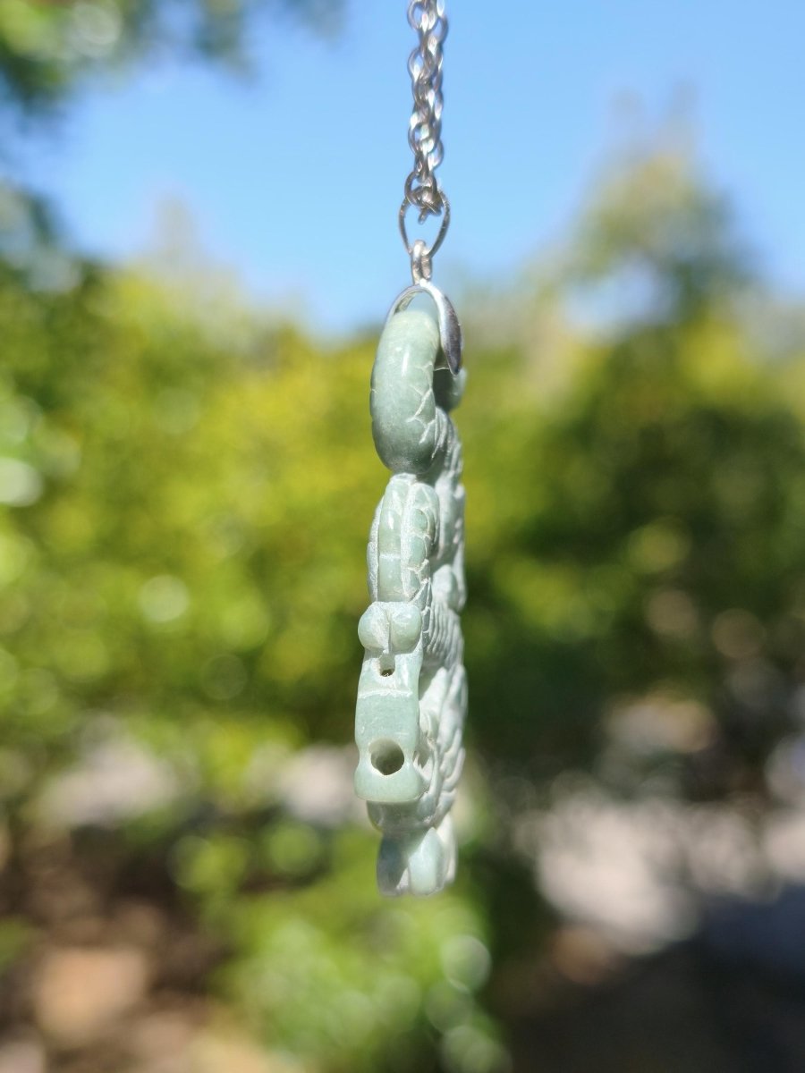 Burma Jade A Qualität Drache *Rarität* Edelstein Kette HIPPIE Boho Ethno Natur Heilstein Rarität Kristall Schmuck Anhänger Natur Kraft Stein - Art of Nature Berlin