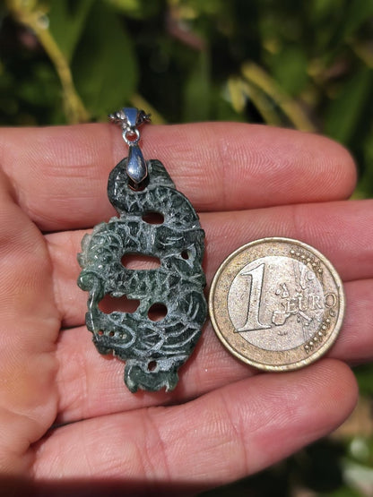 Burma Jade A Qualität Drache *Rarität* Edelstein Kette HIPPIE Boho Ethno Natur Heilstein Rarität Kristall Schmuck Anhänger Natur Kraft Stein - Art of Nature Berlin