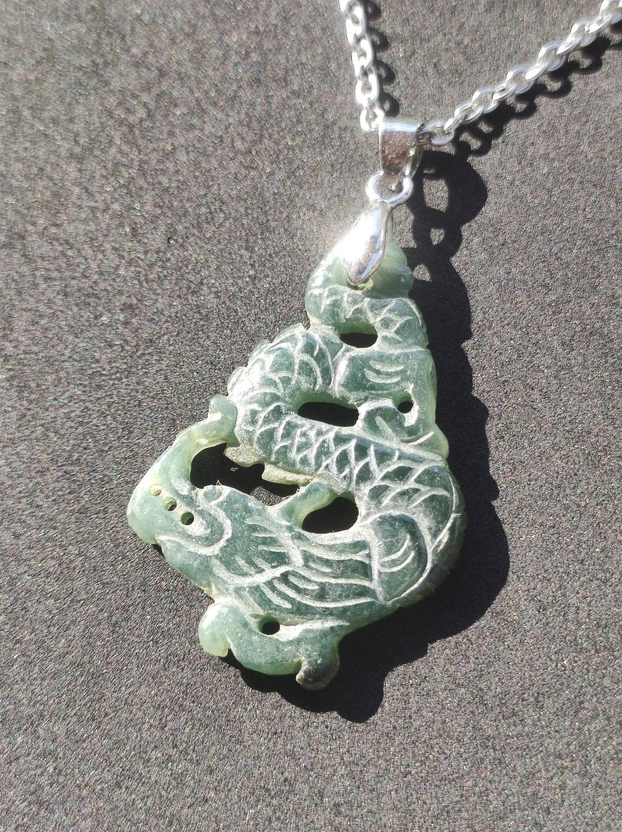 Burma Jade A Qualität Drache *Rarität* Edelstein Kette HIPPIE Boho Ethno Natur Heilstein Rarität Kristall Schmuck Anhänger Natur Kraft Stein - Art of Nature Berlin