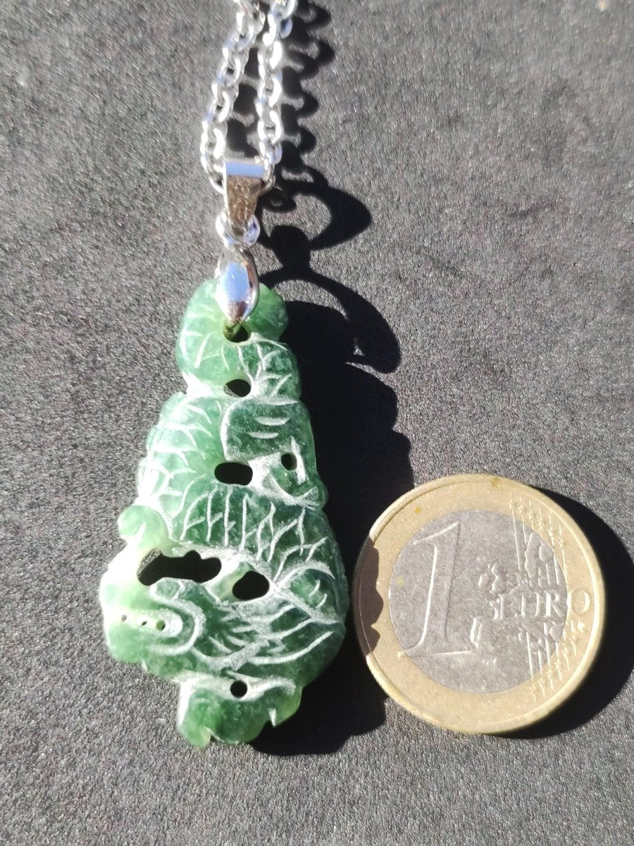 Burma Jade A Qualität Drache *Rarität* Edelstein Kette HIPPIE Boho Ethno Natur Heilstein Rarität Kristall Schmuck Anhänger Natur Kraft Stein - Art of Nature Berlin