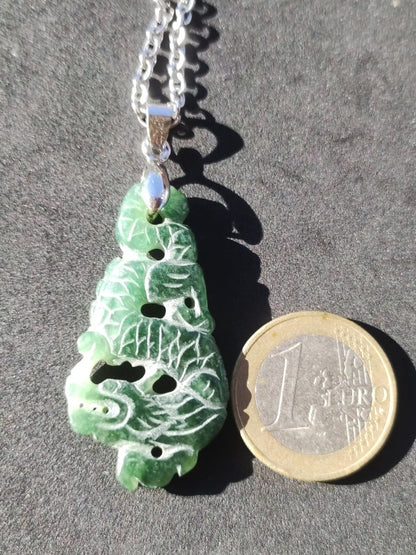 Burma Jade A Qualität Drache *Rarität* Edelstein Kette HIPPIE Boho Ethno Natur Heilstein Rarität Kristall Schmuck Anhänger Natur Kraft Stein - Art of Nature Berlin