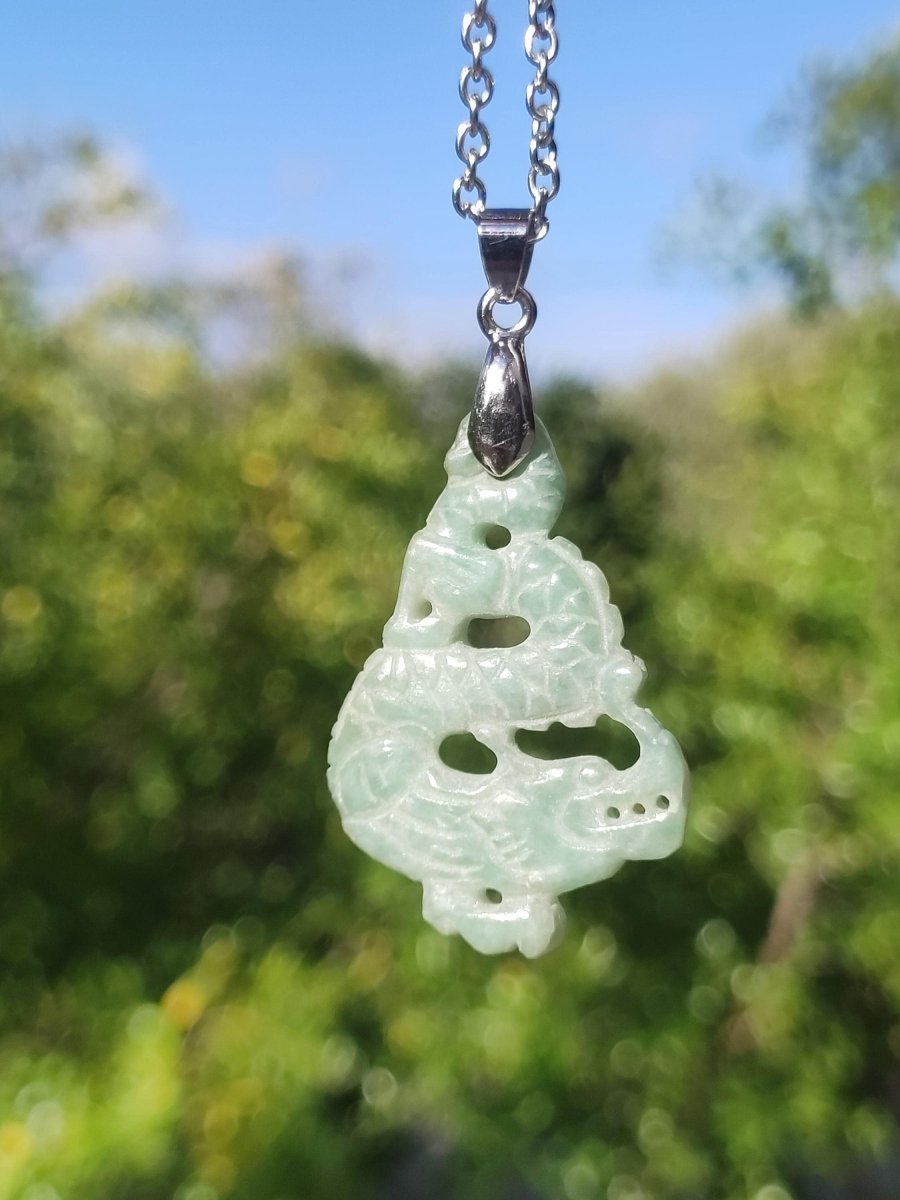 Burma Jade A Qualität Drache *Rarität* Edelstein Kette HIPPIE Boho Ethno Natur Heilstein Rarität Kristall Schmuck Anhänger Natur Kraft Stein - Art of Nature Berlin