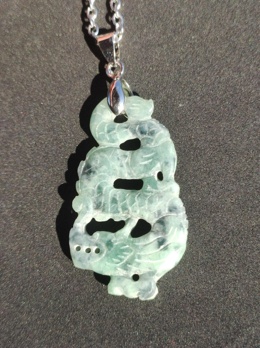 Burma Jade A Qualität Drache *Rarität* Edelstein Kette HIPPIE Boho Ethno Natur Heilstein Rarität Kristall Schmuck Anhänger Natur Kraft Stein - Art of Nature Berlin