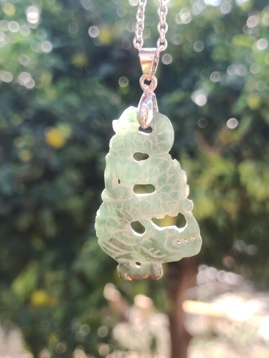 Burma Jade A Qualität Drache *Rarität* Edelstein Kette HIPPIE Boho Ethno Natur Heilstein Rarität Kristall Schmuck Anhänger Natur Kraft Stein - Art of Nature Berlin