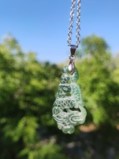 Burma Jade A Qualität Drache *Rarität* Edelstein Kette HIPPIE Boho Ethno Natur Heilstein Rarität Kristall Schmuck Anhänger Natur Kraft Stein - Art of Nature Berlin