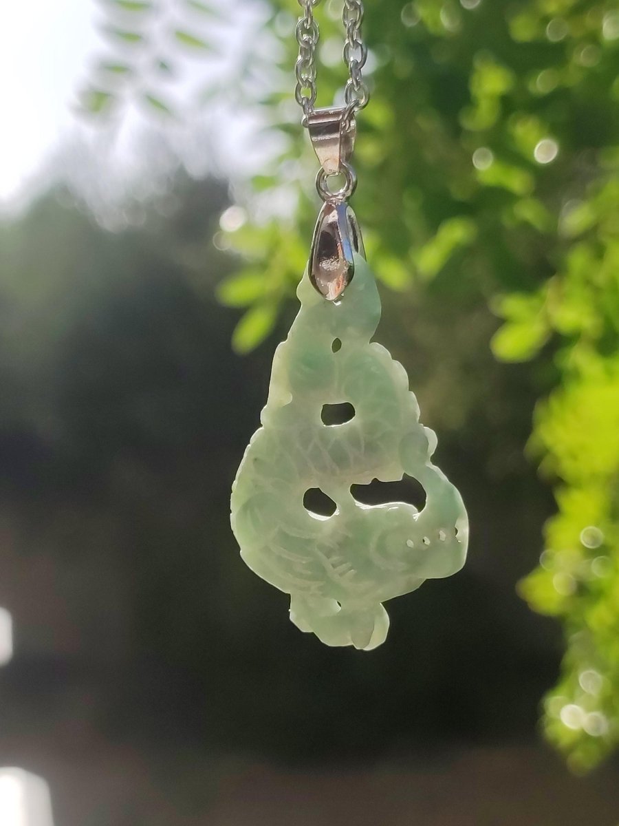 Burma Jade A Qualität Drache *Rarität* Edelstein Kette HIPPIE Boho Ethno Natur Heilstein Rarität Kristall Schmuck Anhänger Natur Kraft Stein - Art of Nature Berlin