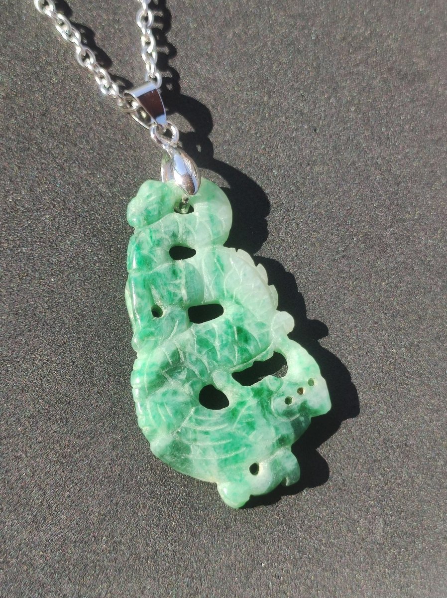 Burma Jade A Qualität Drache *Rarität* Edelstein Kette HIPPIE Boho Ethno Natur Heilstein Rarität Kristall Schmuck Anhänger Natur Kraft Stein - Art of Nature Berlin