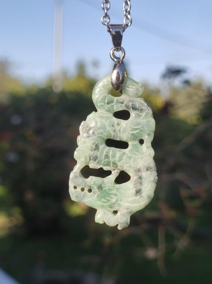 Burma Jade A Qualität Drache *Rarität* Edelstein Kette HIPPIE Boho Ethno Natur Heilstein Rarität Kristall Schmuck Anhänger Natur Kraft Stein - Art of Nature Berlin