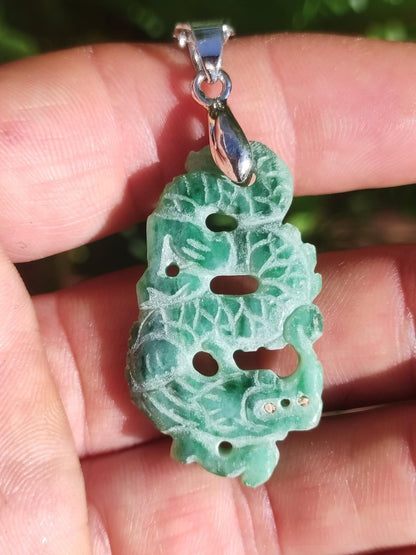 Burma Jade A Qualität Drache *Rarität* Edelstein Kette HIPPIE Boho Ethno Natur Heilstein Rarität Kristall Schmuck Anhänger Natur Kraft Stein - Art of Nature Berlin