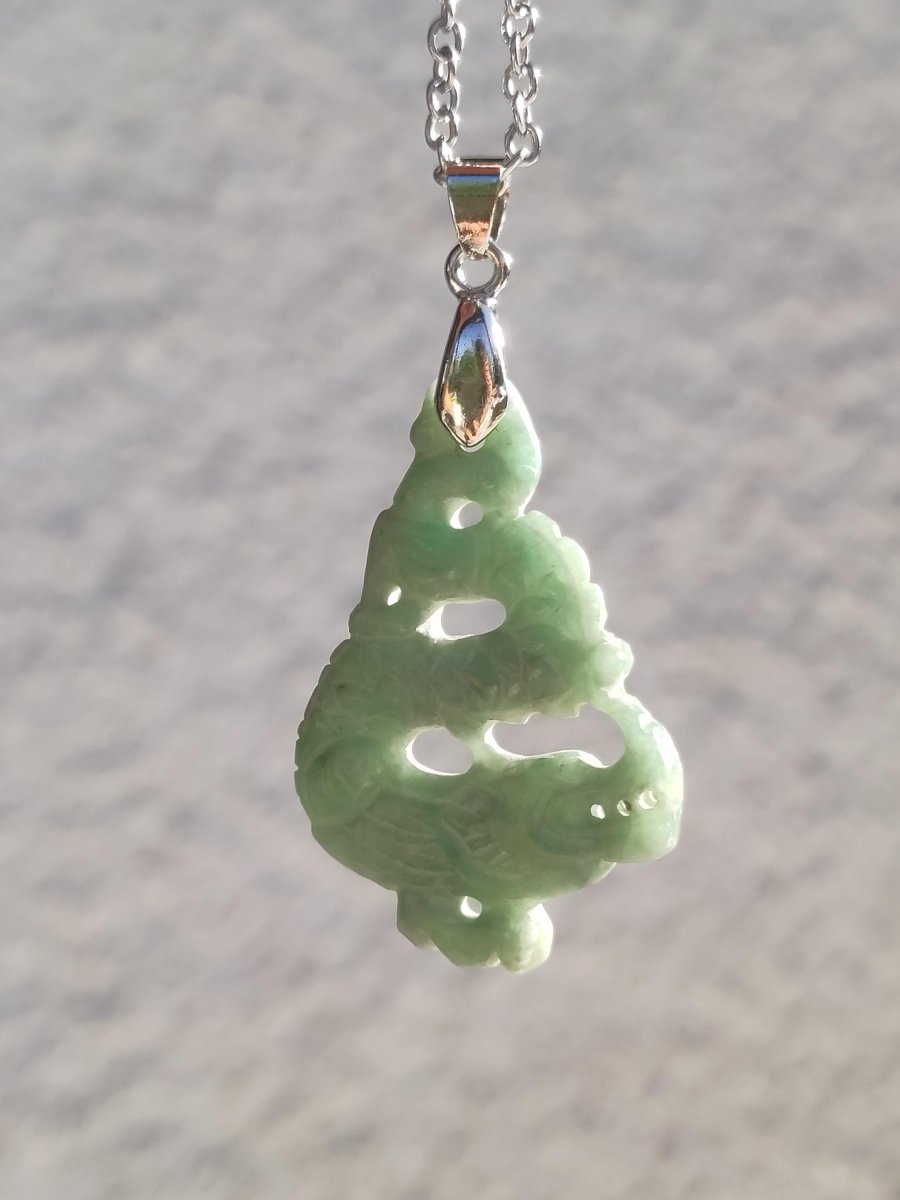Burma Jade A Qualität Drache *Rarität* Edelstein Kette HIPPIE Boho Ethno Natur Heilstein Rarität Kristall Schmuck Anhänger Natur Kraft Stein - Art of Nature Berlin