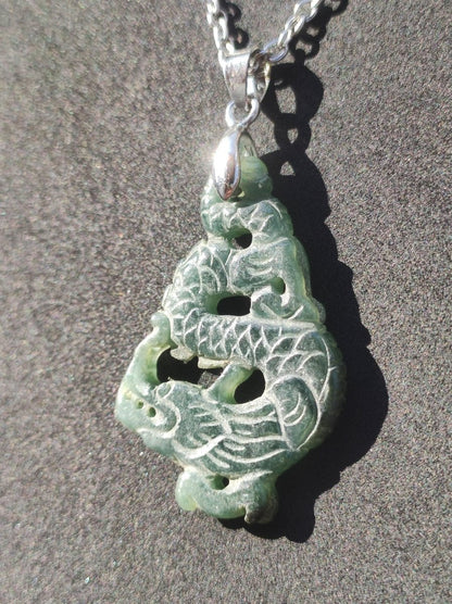 Burma Jade A Qualität Drache *Rarität* Edelstein Kette HIPPIE Boho Ethno Natur Heilstein Rarität Kristall Schmuck Anhänger Natur Kraft Stein - Art of Nature Berlin