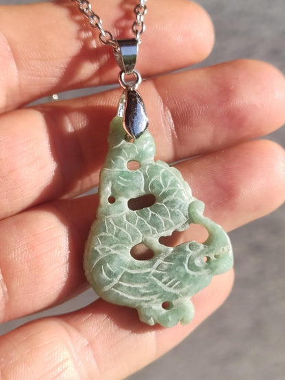 Burma Jade A Qualität Drache *Rarität* Edelstein Kette HIPPIE Boho Ethno Natur Heilstein Rarität Kristall Schmuck Anhänger Natur Kraft Stein - Art of Nature Berlin