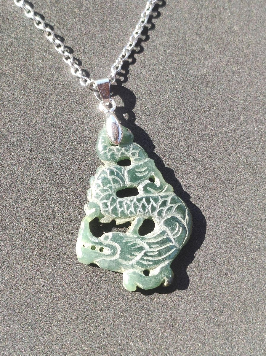 Burma Jade A Qualität Drache *Rarität* Edelstein Kette HIPPIE Boho Ethno Natur Heilstein Rarität Kristall Schmuck Anhänger Natur Kraft Stein - Art of Nature Berlin