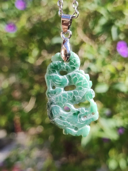 Burma Jade A Qualität Drache *Rarität* Edelstein Kette HIPPIE Boho Ethno Natur Heilstein Rarität Kristall Schmuck Anhänger Natur Kraft Stein - Art of Nature Berlin