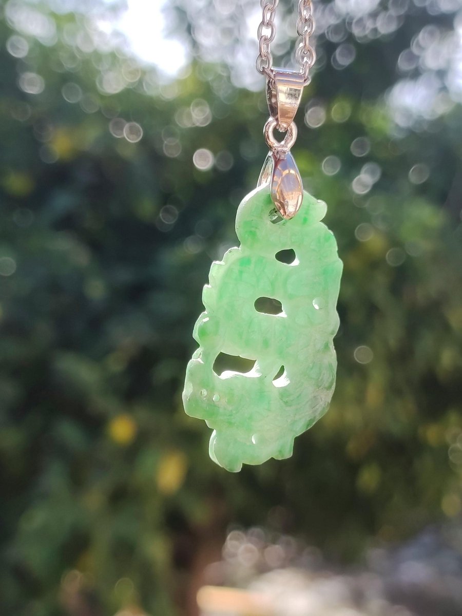 Burma Jade A Qualität Drache *Rarität* Edelstein Kette HIPPIE Boho Ethno Natur Heilstein Rarität Kristall Schmuck Anhänger Natur Kraft Stein - Art of Nature Berlin