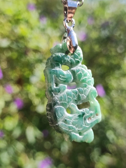 Burma Jade A Qualität Drache *Rarität* Edelstein Kette HIPPIE Boho Ethno Natur Heilstein Rarität Kristall Schmuck Anhänger Natur Kraft Stein - Art of Nature Berlin