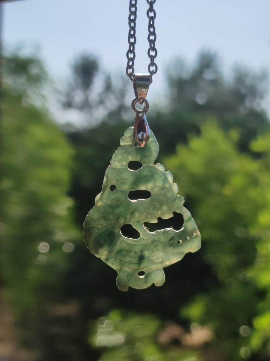 Burma Jade A Qualität Drache *Rarität* Edelstein Kette HIPPIE Boho Ethno Natur Heilstein Rarität Kristall Schmuck Anhänger Natur Kraft Stein - Art of Nature Berlin