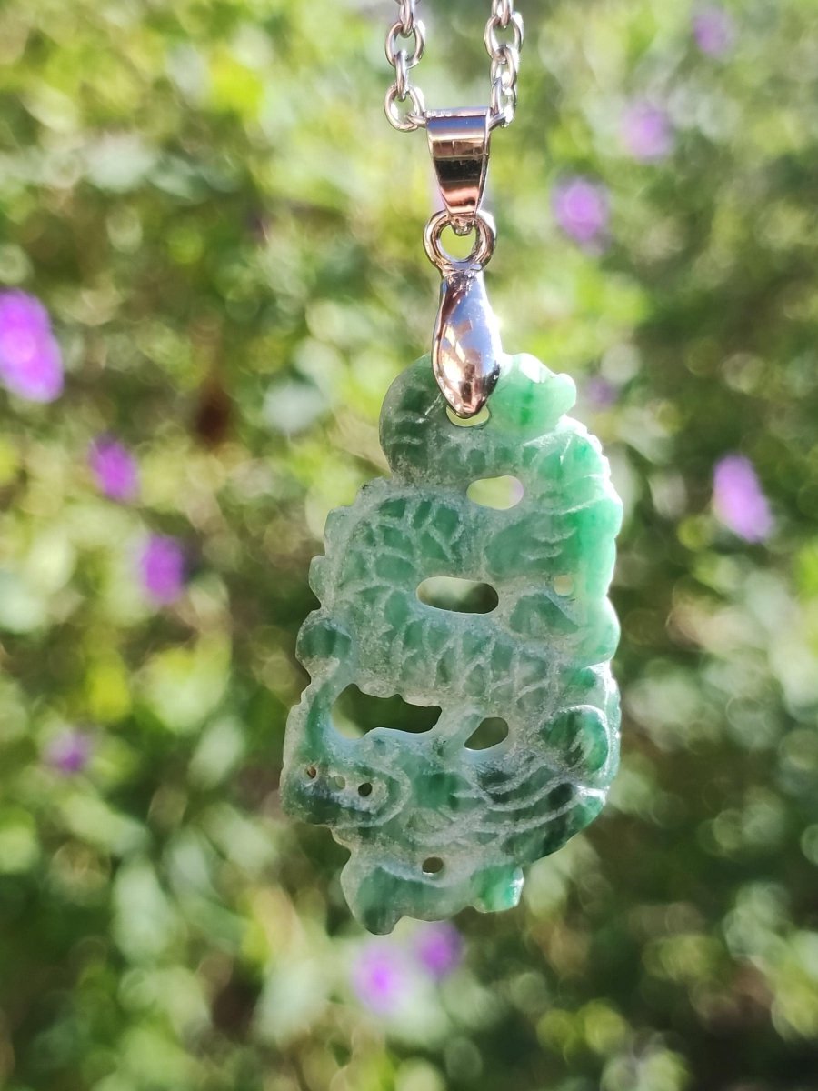 Burma Jade A Qualität Drache *Rarität* Edelstein Kette HIPPIE Boho Ethno Natur Heilstein Rarität Kristall Schmuck Anhänger Natur Kraft Stein - Art of Nature Berlin