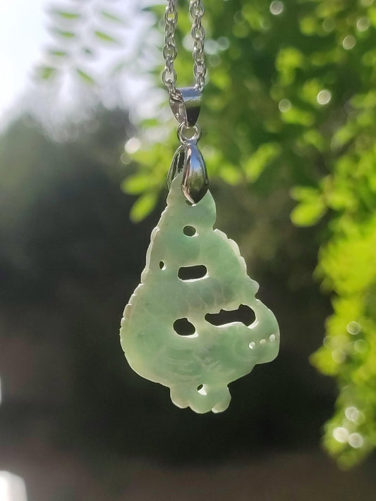 Burma Jade A Qualität Drache *Rarität* Edelstein Kette HIPPIE Boho Ethno Natur Heilstein Rarität Kristall Schmuck Anhänger Natur Kraft Stein - Art of Nature Berlin