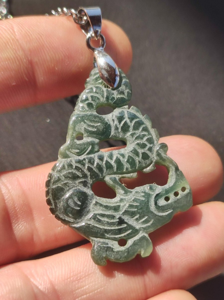 Burma Jade A Qualität Drache *Rarität* Edelstein Kette HIPPIE Boho Ethno Natur Heilstein Rarität Kristall Schmuck Anhänger Natur Kraft Stein - Art of Nature Berlin