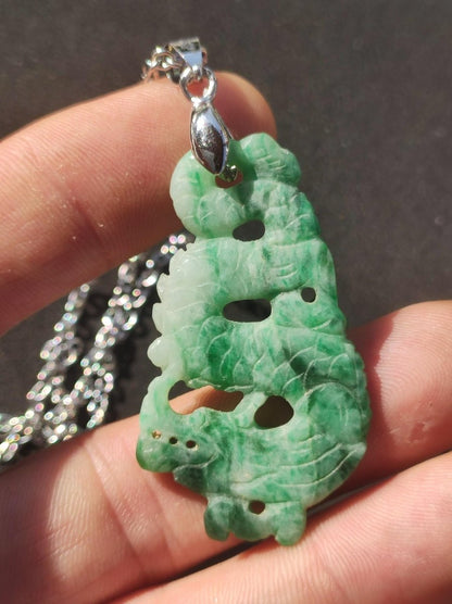 Burma Jade A Qualität Drache *Rarität* Edelstein Kette HIPPIE Boho Ethno Natur Heilstein Rarität Kristall Schmuck Anhänger Natur Kraft Stein - Art of Nature Berlin