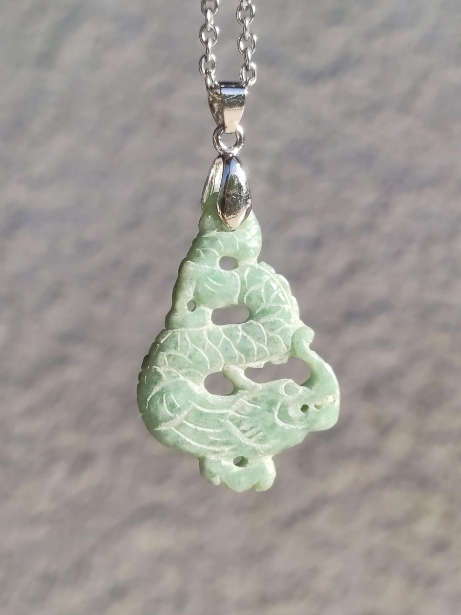 Burma Jade A Qualität Drache *Rarität* Edelstein Kette HIPPIE Boho Ethno Natur Heilstein Rarität Kristall Schmuck Anhänger Natur Kraft Stein - Art of Nature Berlin