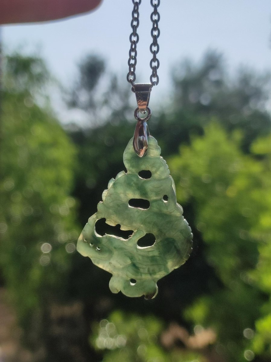 Burma Jade A Qualität Drache *Rarität* Edelstein Kette HIPPIE Boho Ethno Natur Heilstein Rarität Kristall Schmuck Anhänger Natur Kraft Stein - Art of Nature Berlin