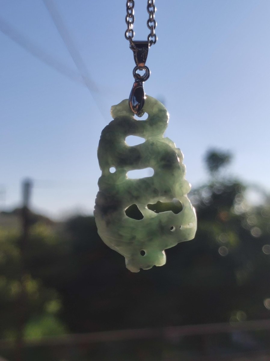 Burma Jade A Qualität Drache *Rarität* Edelstein Kette HIPPIE Boho Ethno Natur Heilstein Rarität Kristall Schmuck Anhänger Natur Kraft Stein - Art of Nature Berlin