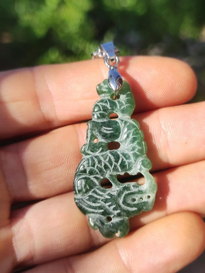 Burma Jade A Qualität Drache *Rarität* Edelstein Kette HIPPIE Boho Ethno Natur Heilstein Rarität Kristall Schmuck Anhänger Natur Kraft Stein - Art of Nature Berlin