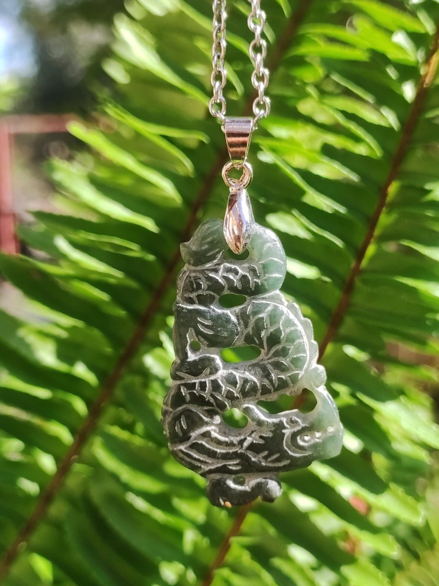 Burma Jade A Qualität Drache *Rarität* Edelstein Kette HIPPIE Boho Ethno Natur Heilstein Rarität Kristall Schmuck Anhänger Natur Kraft Stein - Art of Nature Berlin