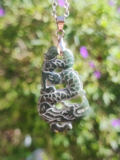 Burma Jade A Qualität Drache *Rarität* Edelstein Kette HIPPIE Boho Ethno Natur Heilstein Rarität Kristall Schmuck Anhänger Natur Kraft Stein - Art of Nature Berlin